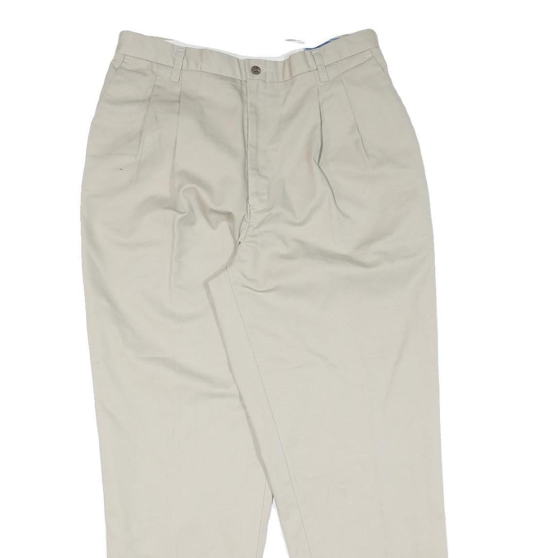 Mens Slim Beige Cotton Blend Slim Fit Trousers W30 L30 Casual Smart Zip