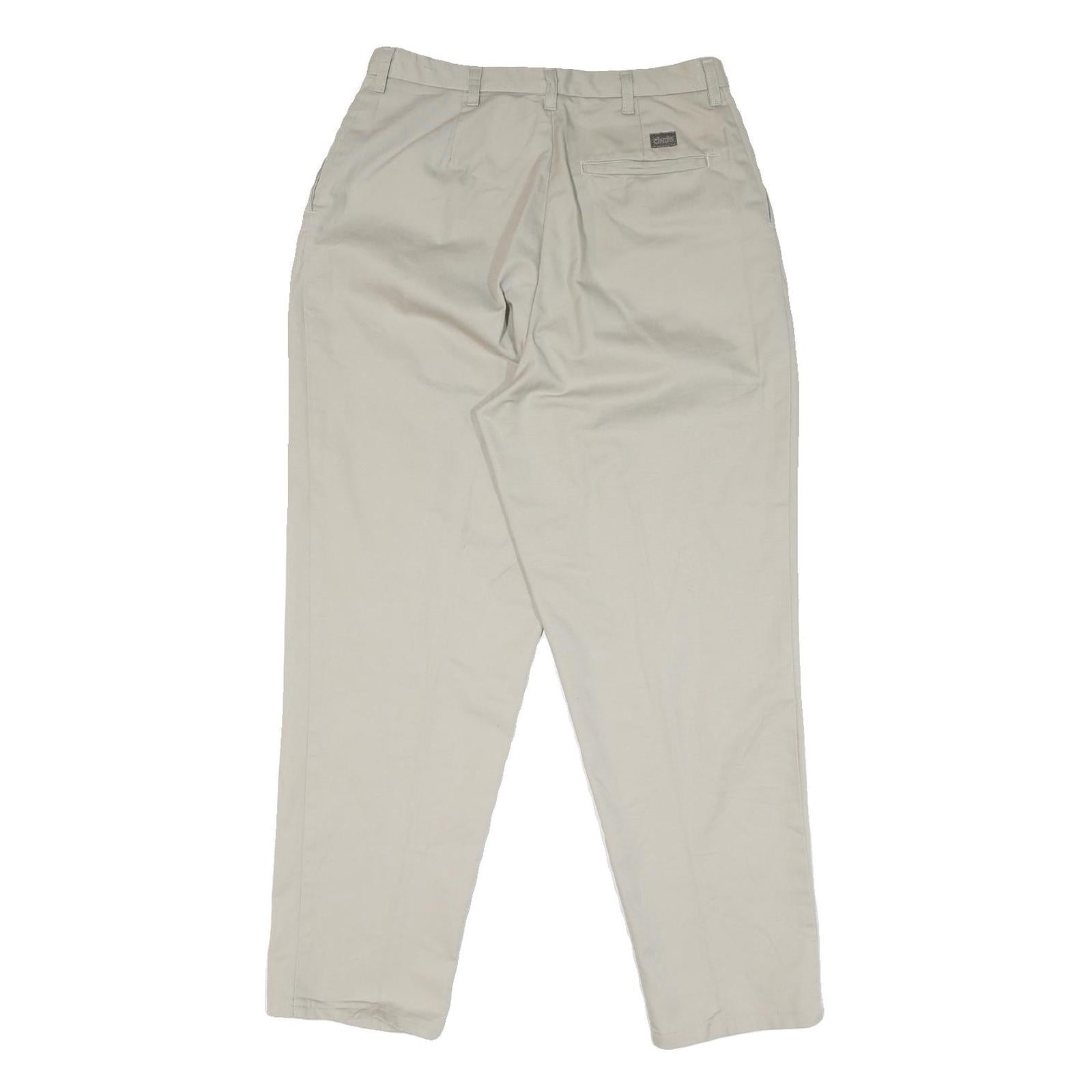 Mens Slim Beige Cotton Blend Slim Fit Trousers W30 L30 Casual Smart Zip