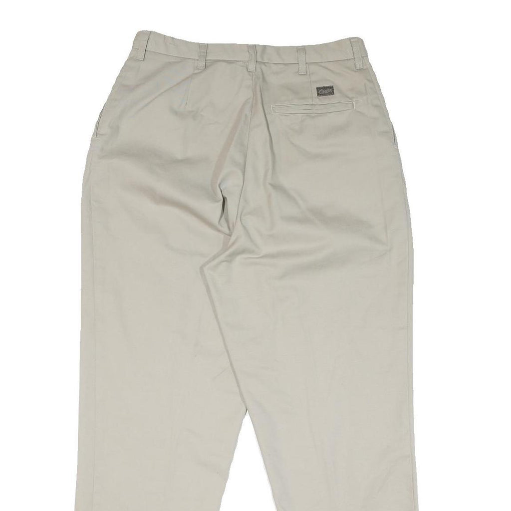 Mens Slim Beige Cotton Blend Slim Fit Trousers W30 L30 Casual Smart Zip