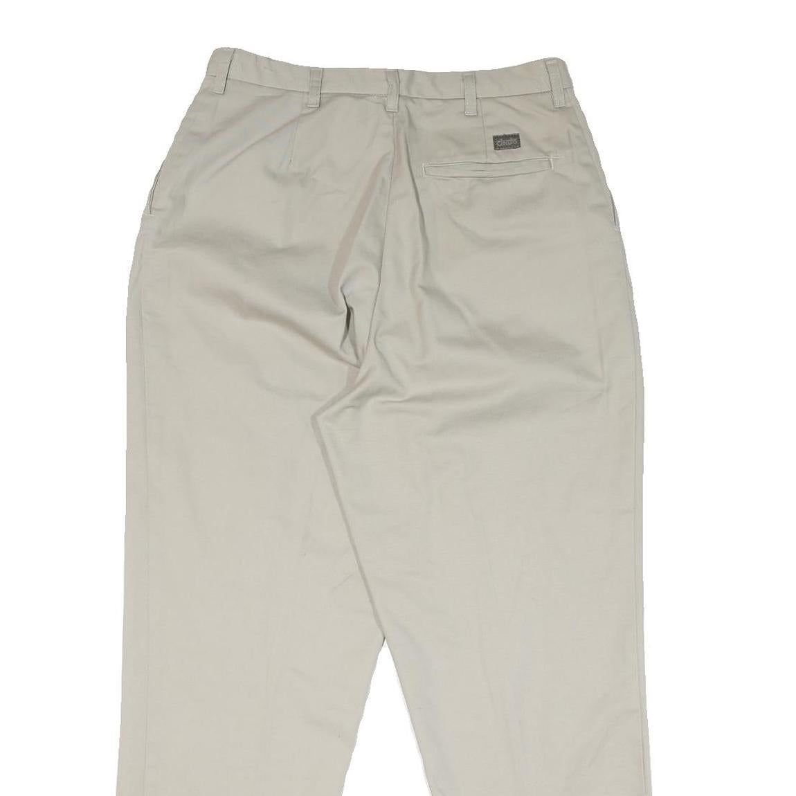 Mens Slim Beige Cotton Blend Slim Fit Trousers W30 L30 Casual Smart Zip