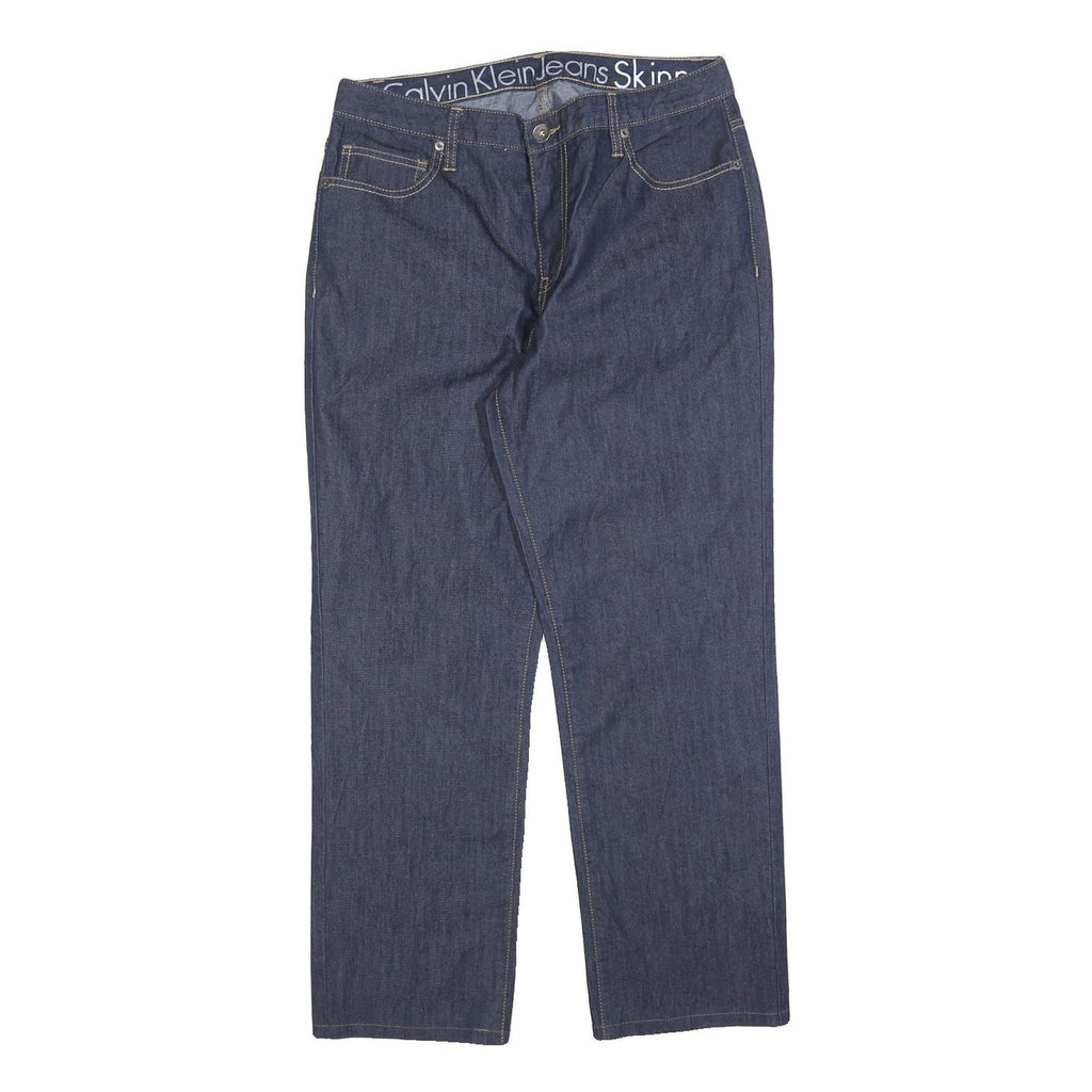 CALVIN KLEIN JEANS Womens Blue Regular Straight Denim Raw W32 L28 Zip Waistband