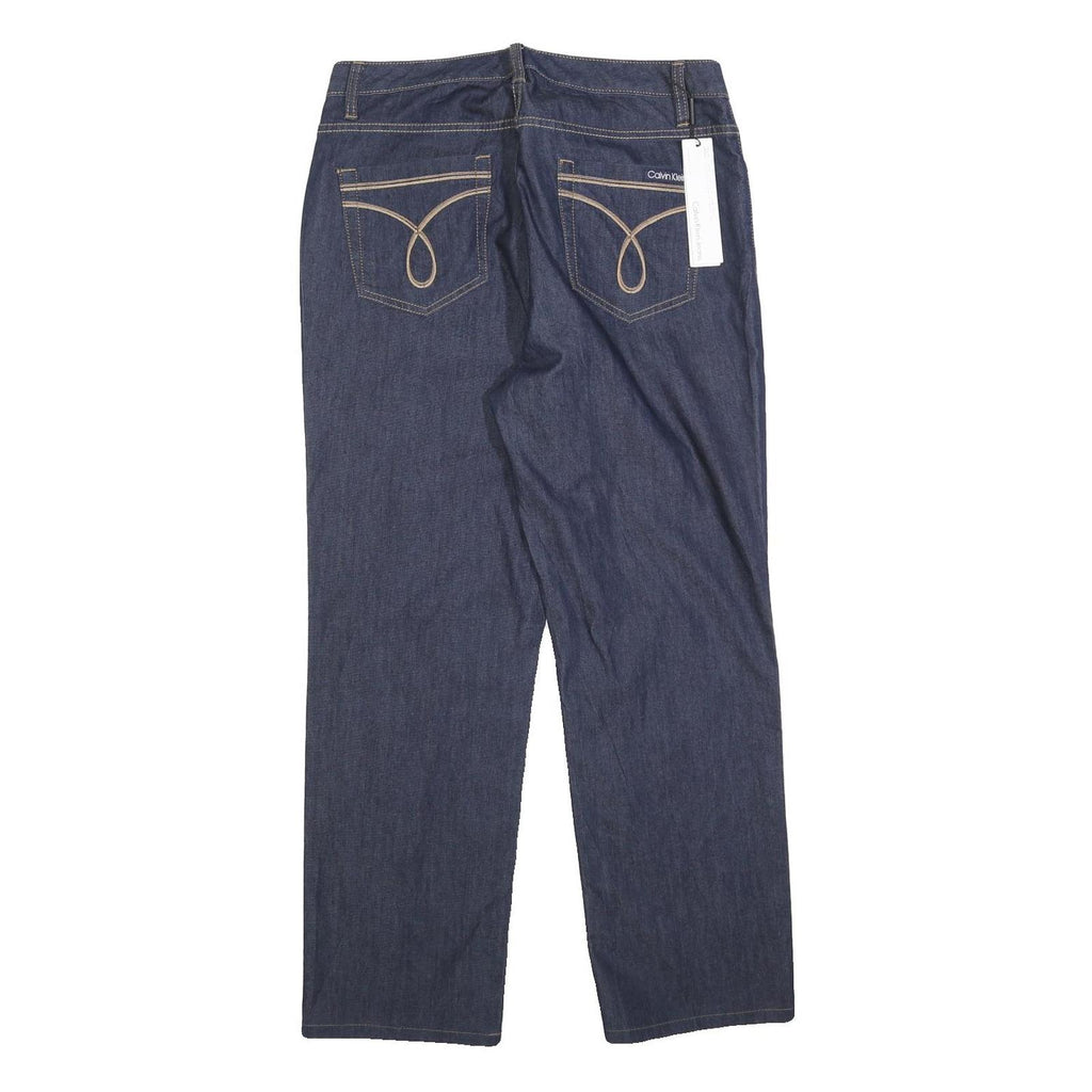 CALVIN KLEIN JEANS Womens Blue Regular Straight Denim Raw W32 L28 Zip Waistband