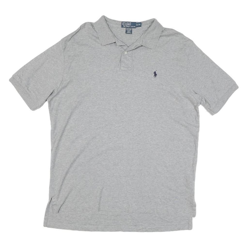 POLO RALPH LAUREN Mens Grey Short Sleeve Plain XL Cotton Blend Polo Shirt Casual