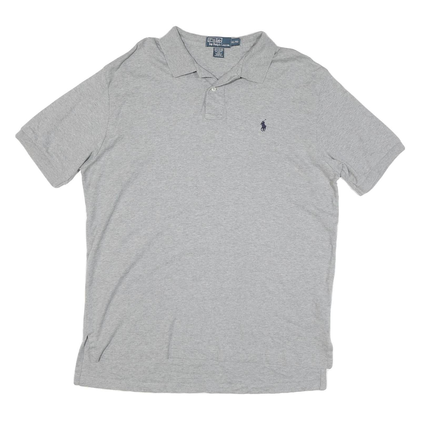 POLO RALPH LAUREN Mens Grey Short Sleeve Plain XL Cotton Blend Polo Shirt Casual