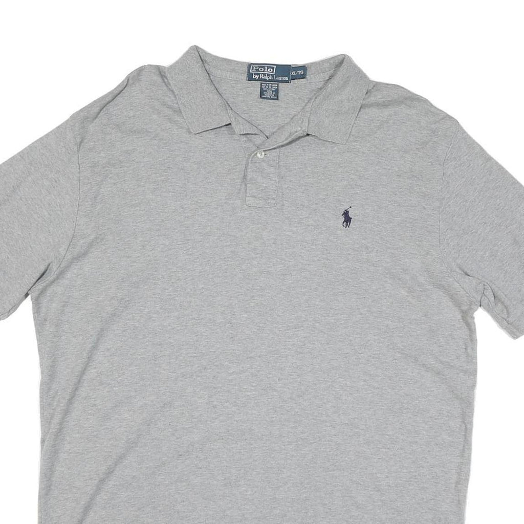 POLO RALPH LAUREN Mens Grey Short Sleeve Plain XL Cotton Blend Polo Shirt Casual