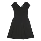 LAUREN RALPH LAUREN Womens Black Fit & Flare Polyester Dress S V-Neck Cap Sleeve