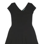 LAUREN RALPH LAUREN Womens Black Fit & Flare Polyester Dress S V-Neck Cap Sleeve