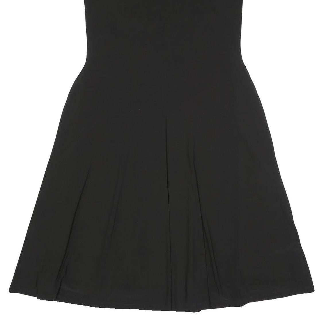 LAUREN RALPH LAUREN Womens Black Fit & Flare Polyester Dress S V-Neck Cap Sleeve