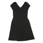 LAUREN RALPH LAUREN Womens Black Fit & Flare Polyester Dress S V-Neck Cap Sleeve