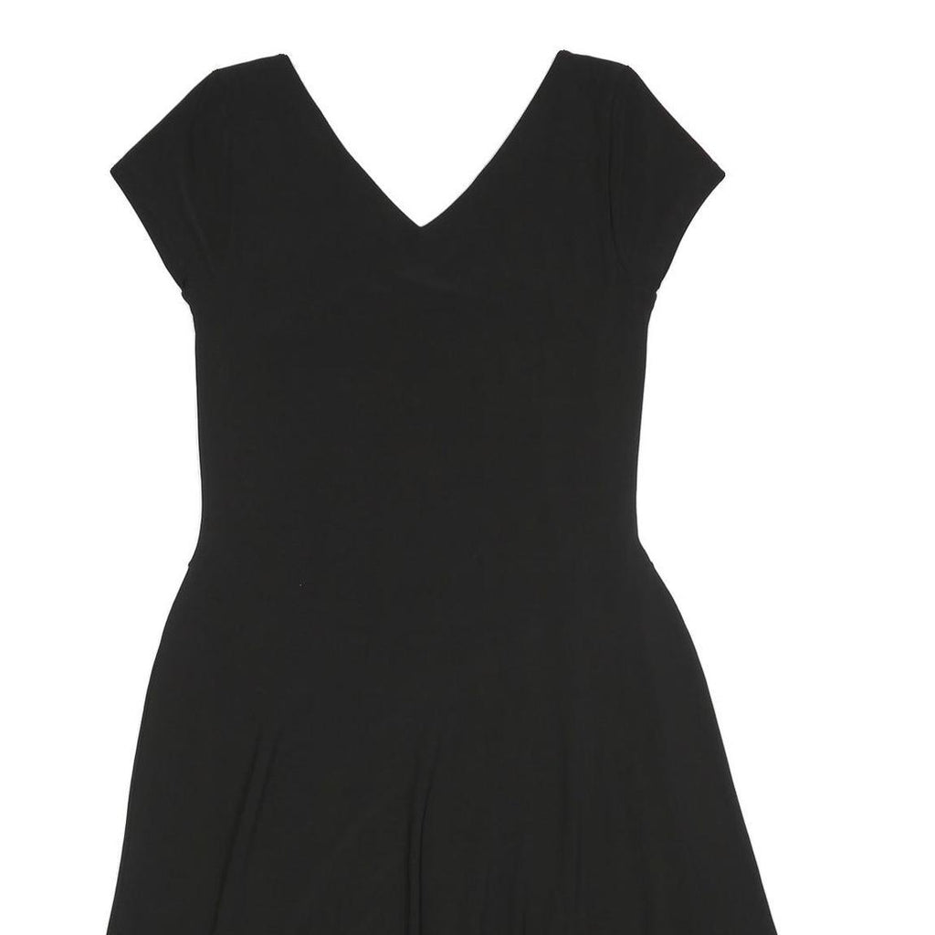 LAUREN RALPH LAUREN Womens Black Fit & Flare Polyester Dress S V-Neck Cap Sleeve