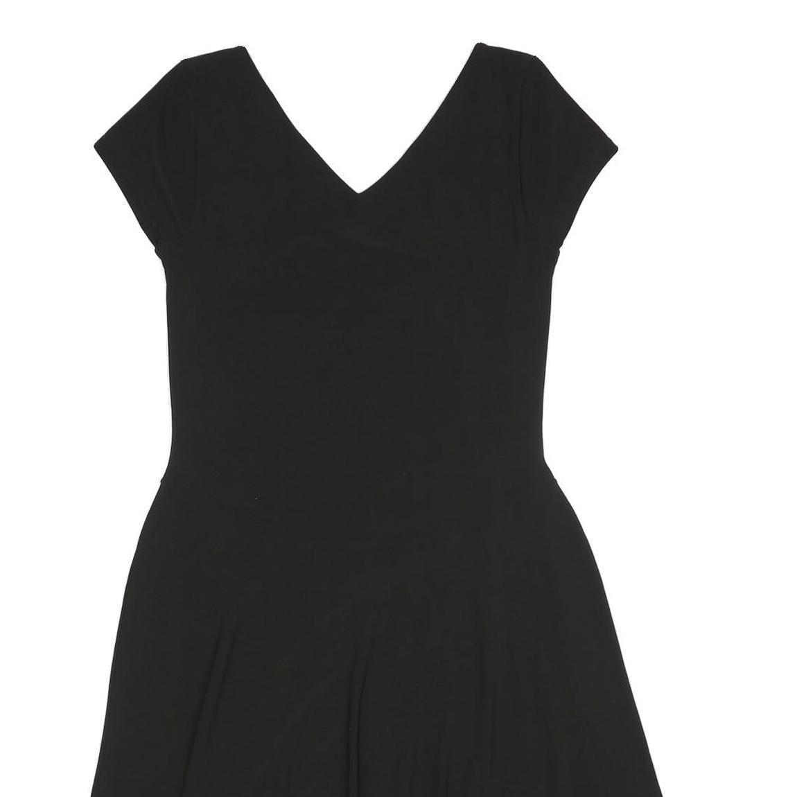 LAUREN RALPH LAUREN Womens Black Fit & Flare Polyester Dress S V-Neck Cap Sleeve