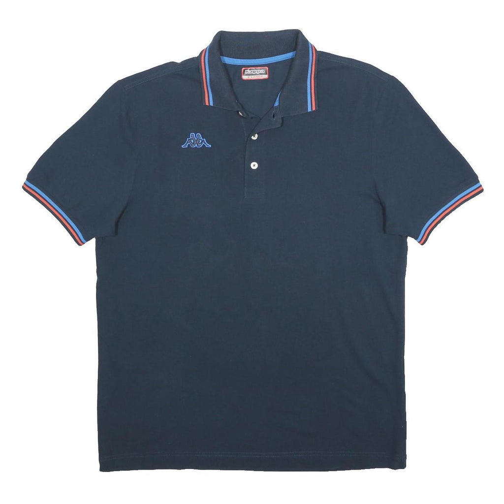 KAPPA Mens Navy Blue Red Stripe Short Sleeve Polo Shirt XL Classic Cotton Blend