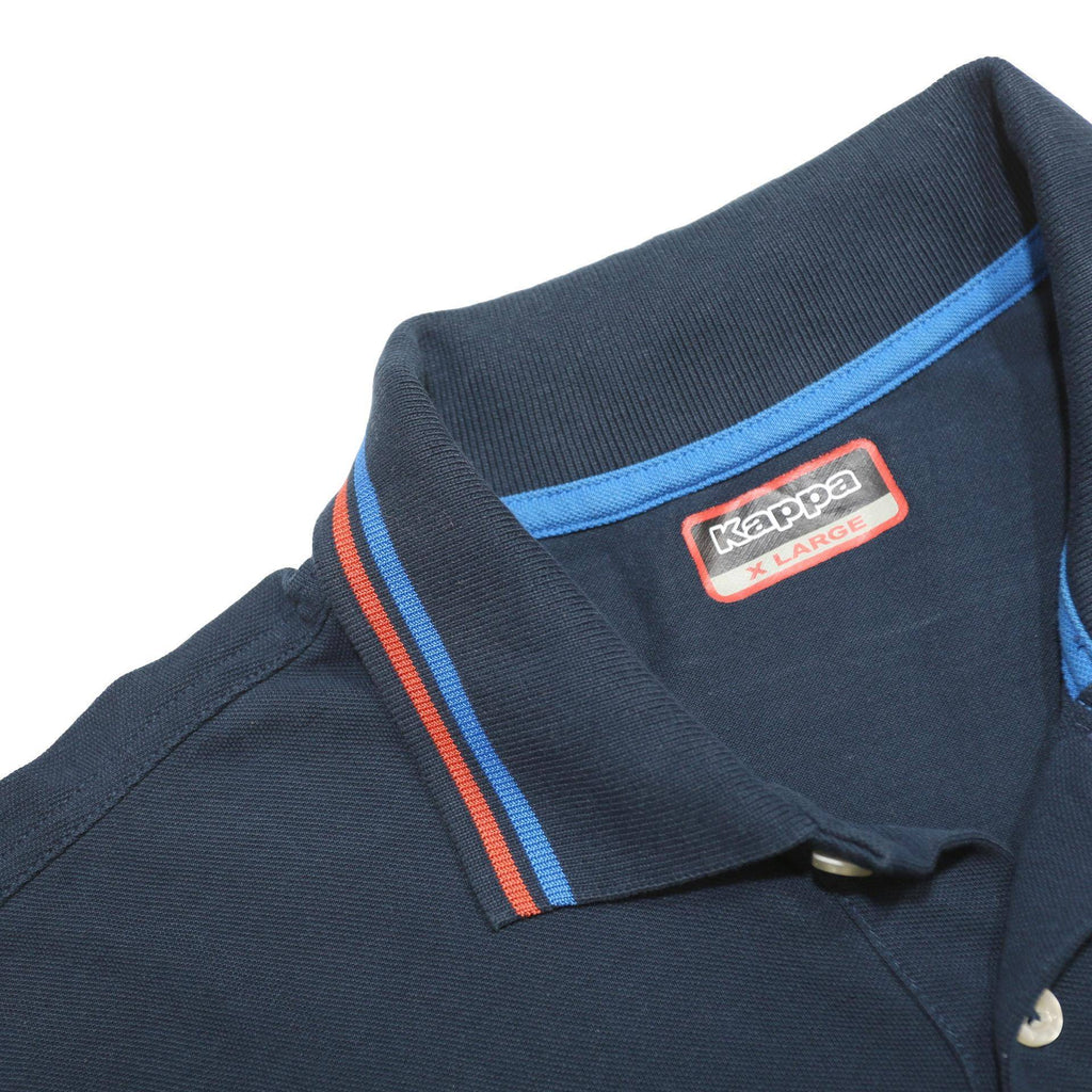 KAPPA Mens Navy Blue Red Stripe Short Sleeve Polo Shirt XL Classic Cotton Blend