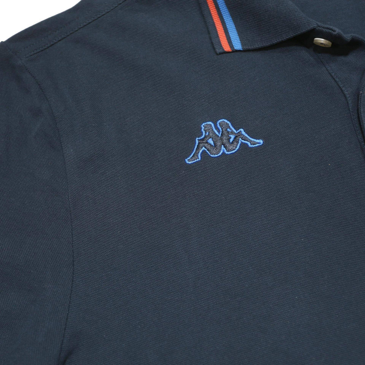 KAPPA Mens Navy Blue Red Stripe Short Sleeve Polo Shirt XL Classic Cotton Blend