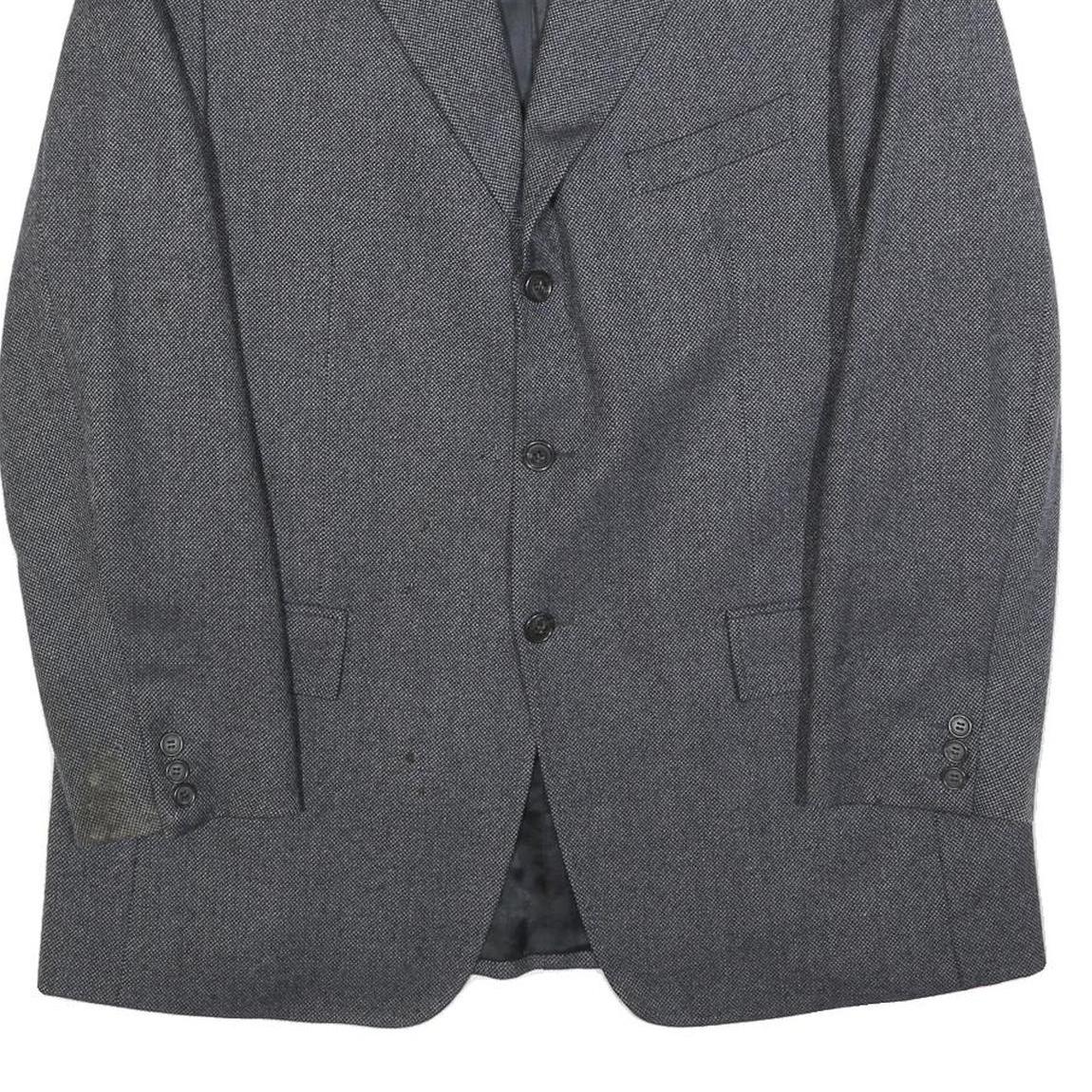 FACONNABLE Mens Grey Wool Blend Coach Jacket M Button Closure Tailored Plain