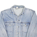 Mens Blue Denim Cotton Blend Button Jacket S Classic Casual Retro Style