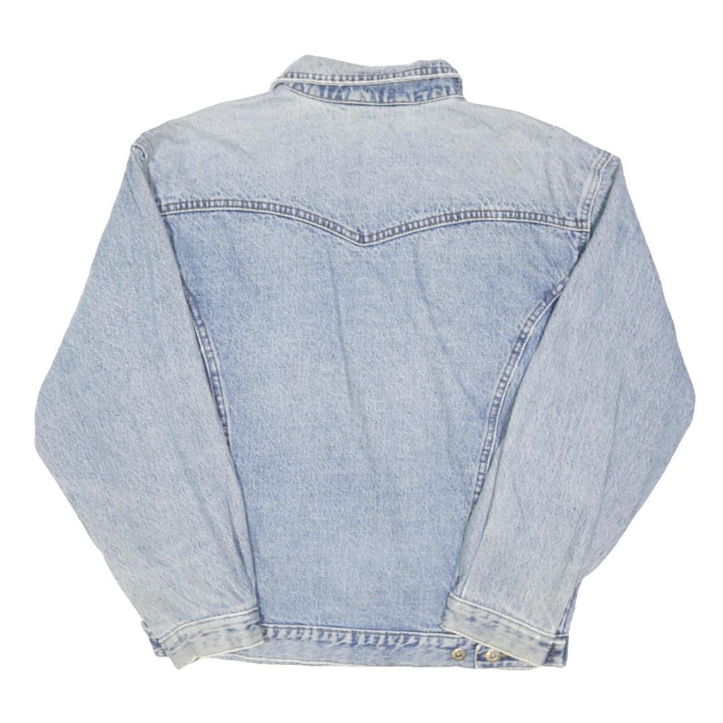 Mens Blue Denim Cotton Blend Button Jacket S Classic Casual Retro Style