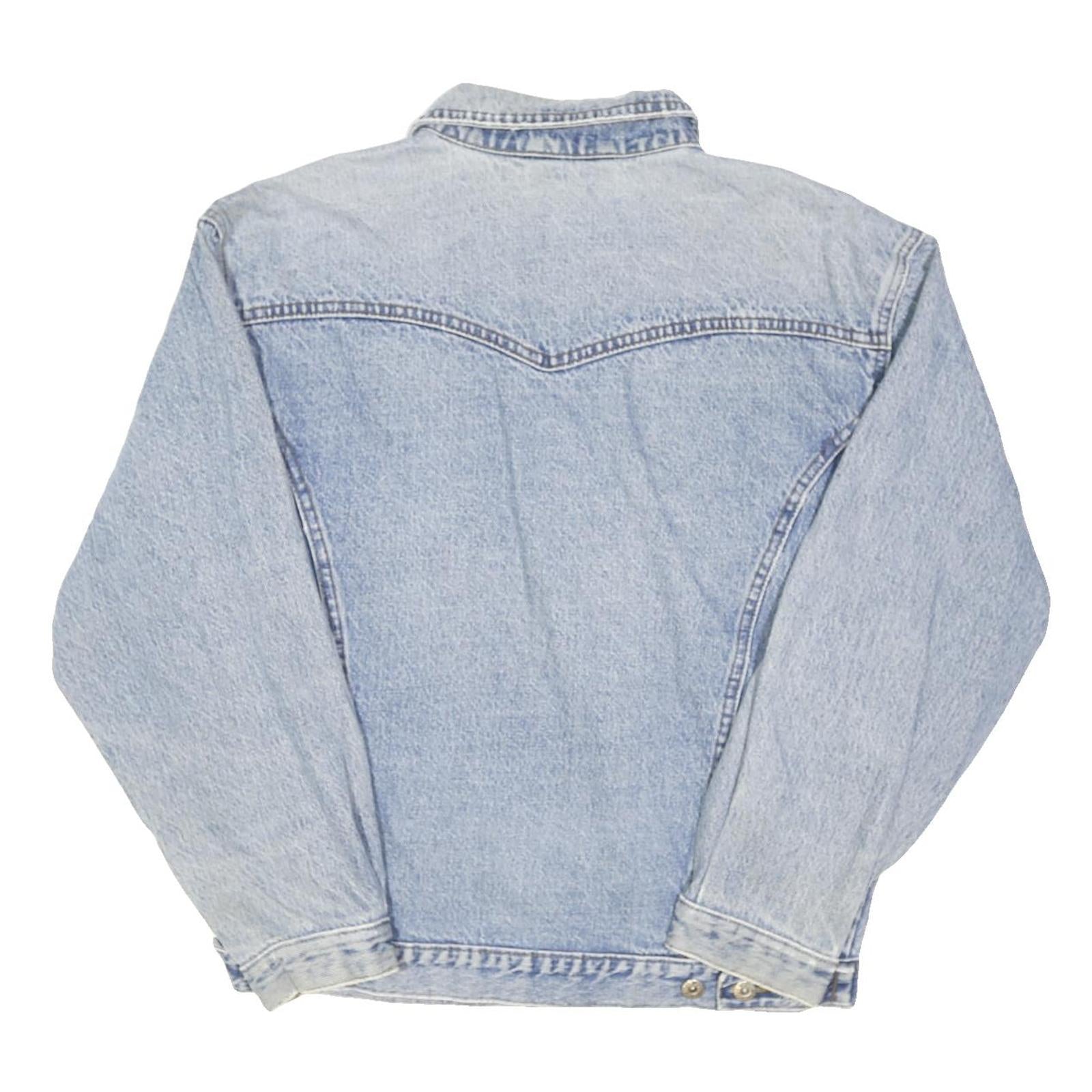 Mens Blue Denim Cotton Blend Button Jacket S Classic Casual Retro Style