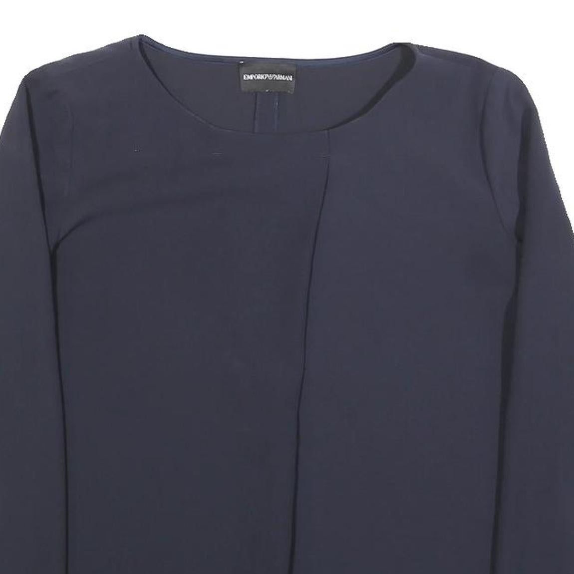 EMPORIO ARMANI Womens Navy Blue Basic Top Long Sleeve Round Neck M