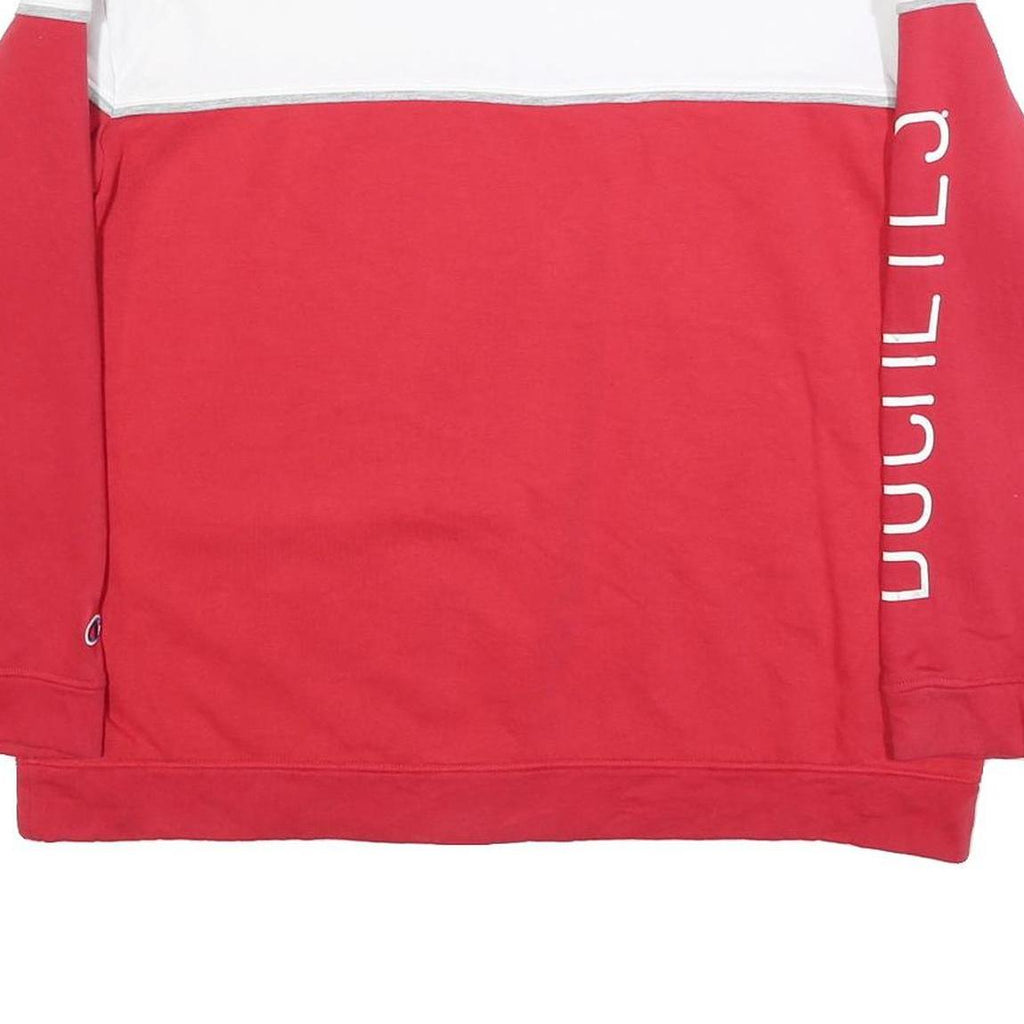 CHAMPION Mens Red & White Ohio State Crew Neck L Sweatshirt Rugby Style