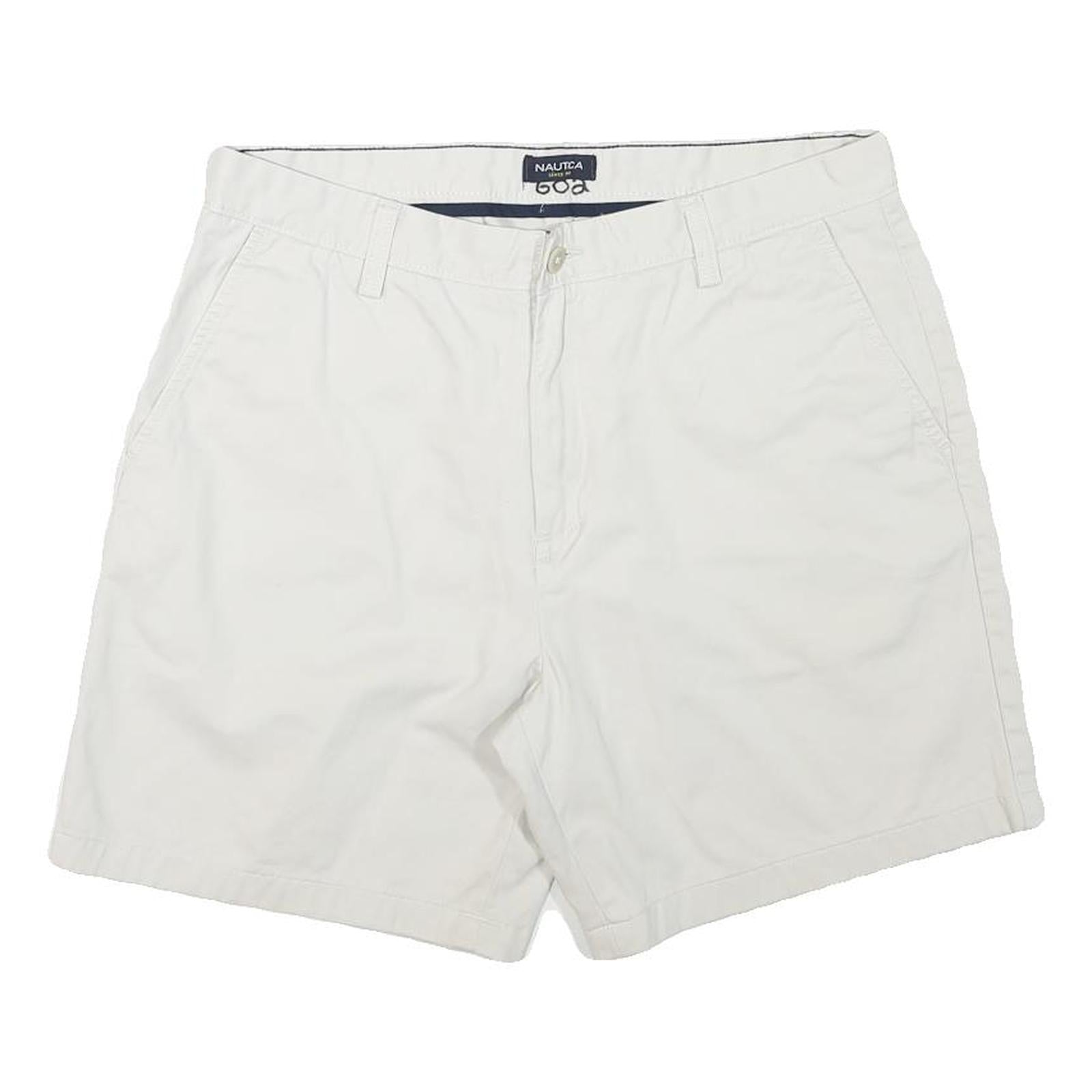 NAUTICA Mens White Casual Cotton Blend Shorts XL W36 Classic Fit Summer