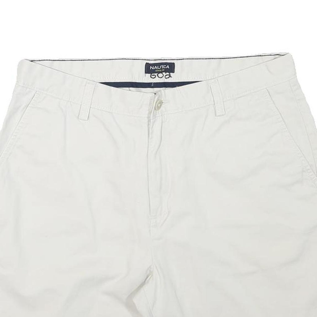 NAUTICA Mens White Casual Cotton Blend Shorts XL W36 Classic Fit Summer