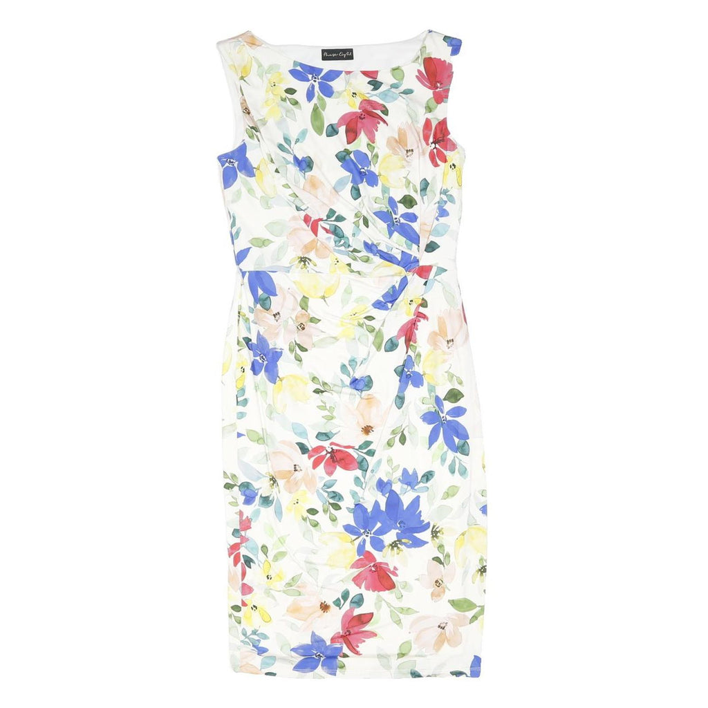 PHASE EIGHT Womens White Floral Sleeveless Bodycon Woven Midi Dress M Summer