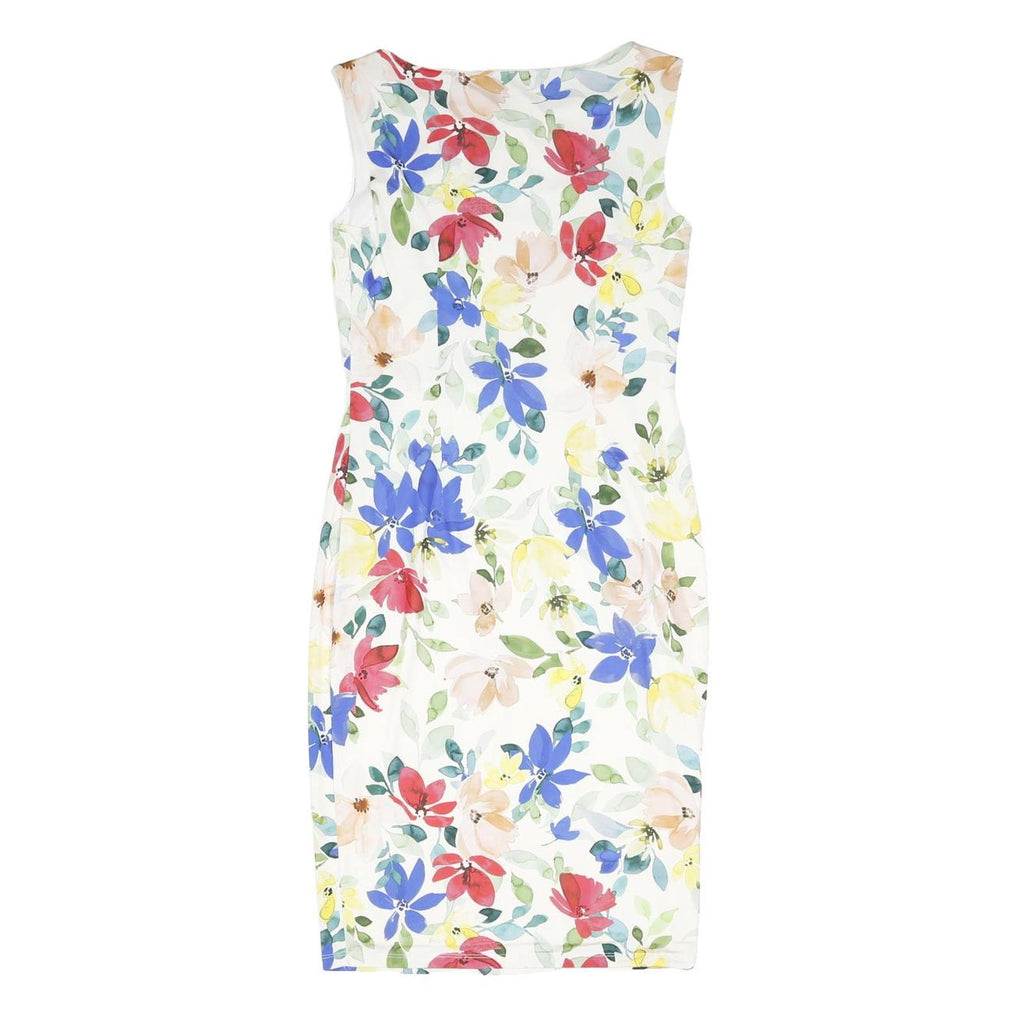 PHASE EIGHT Womens White Floral Sleeveless Bodycon Woven Midi Dress M Summer