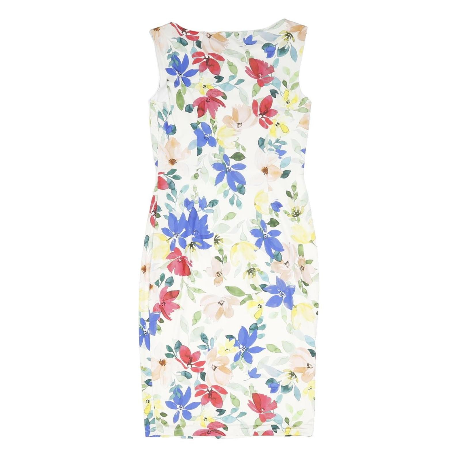 PHASE EIGHT Womens White Floral Sleeveless Bodycon Woven Midi Dress M Summer