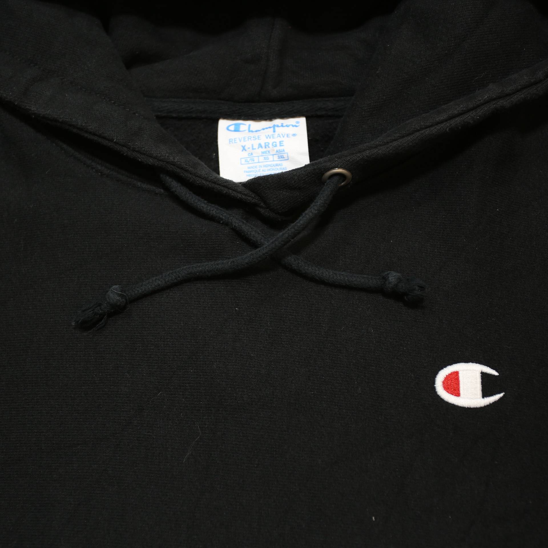 CHAMPION REVERSE WEAVE Womens Black Hoodie XL Cotton Blend Pullover Casual