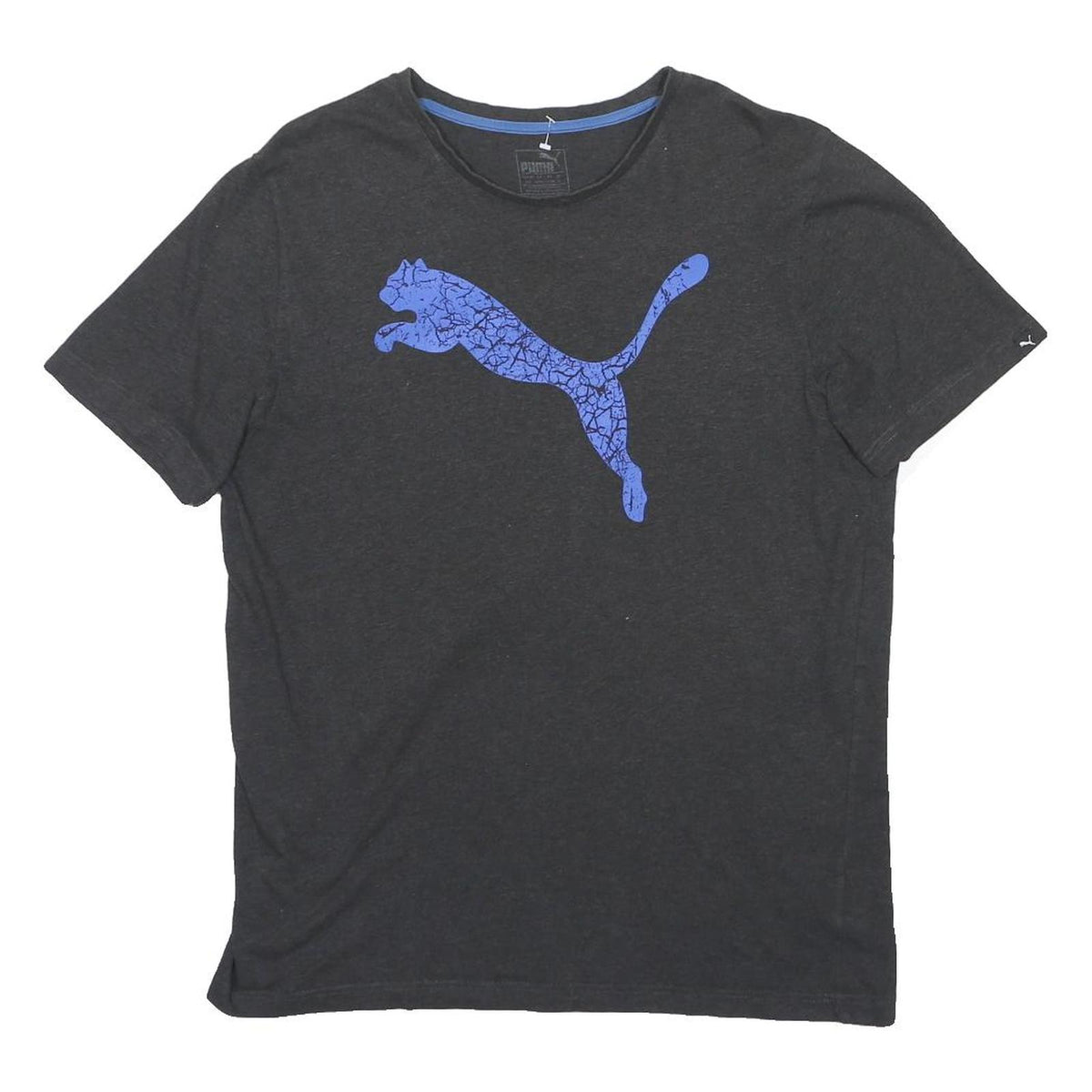 PUMA Mens Black & Blue Logo Graphic T-Shirt L Short Sleeve Crew Neck Casual