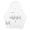 JK ATTIRE Womens White Hoodie XL Flame Print Cropped Drawstring