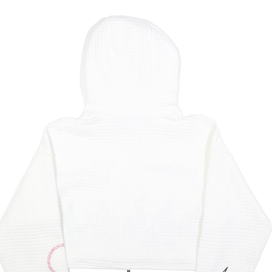 JK ATTIRE Womens White Hoodie XL Flame Print Cropped Drawstring