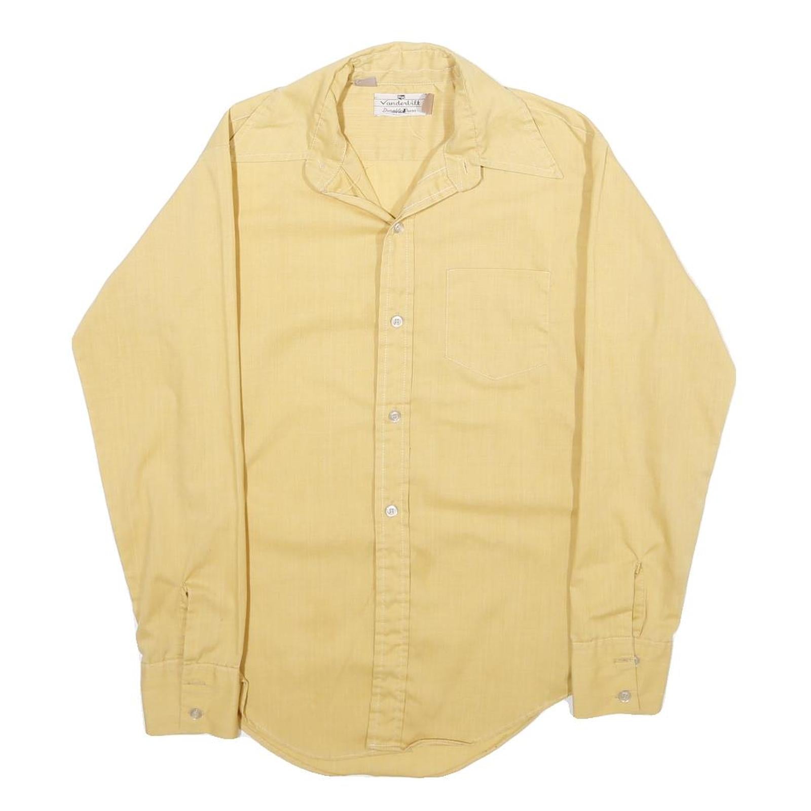 VANDERBILT Mens Yellow Casual Shirt XXS Lightweight Polyester Blend
