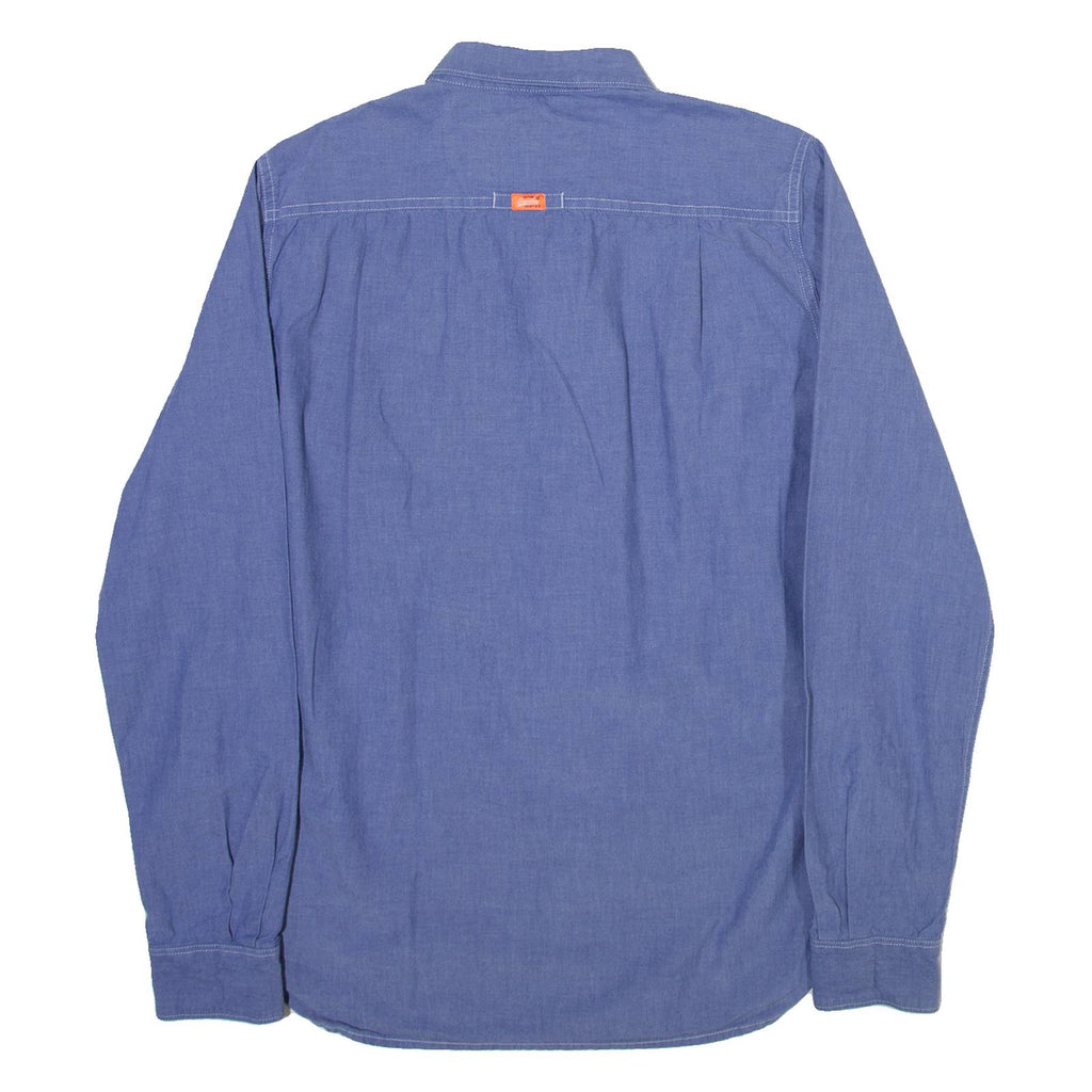 SUPERDRY Mens Plain Shirt Blue Long Sleeve S