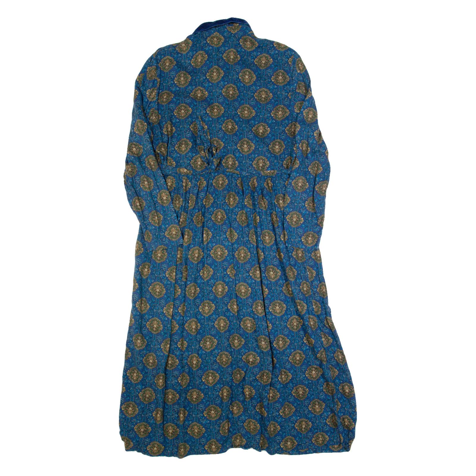 KARIN STEVENS Womens Tea Dress Blue 90s Crazy Pattern Long Sleeve Long M
