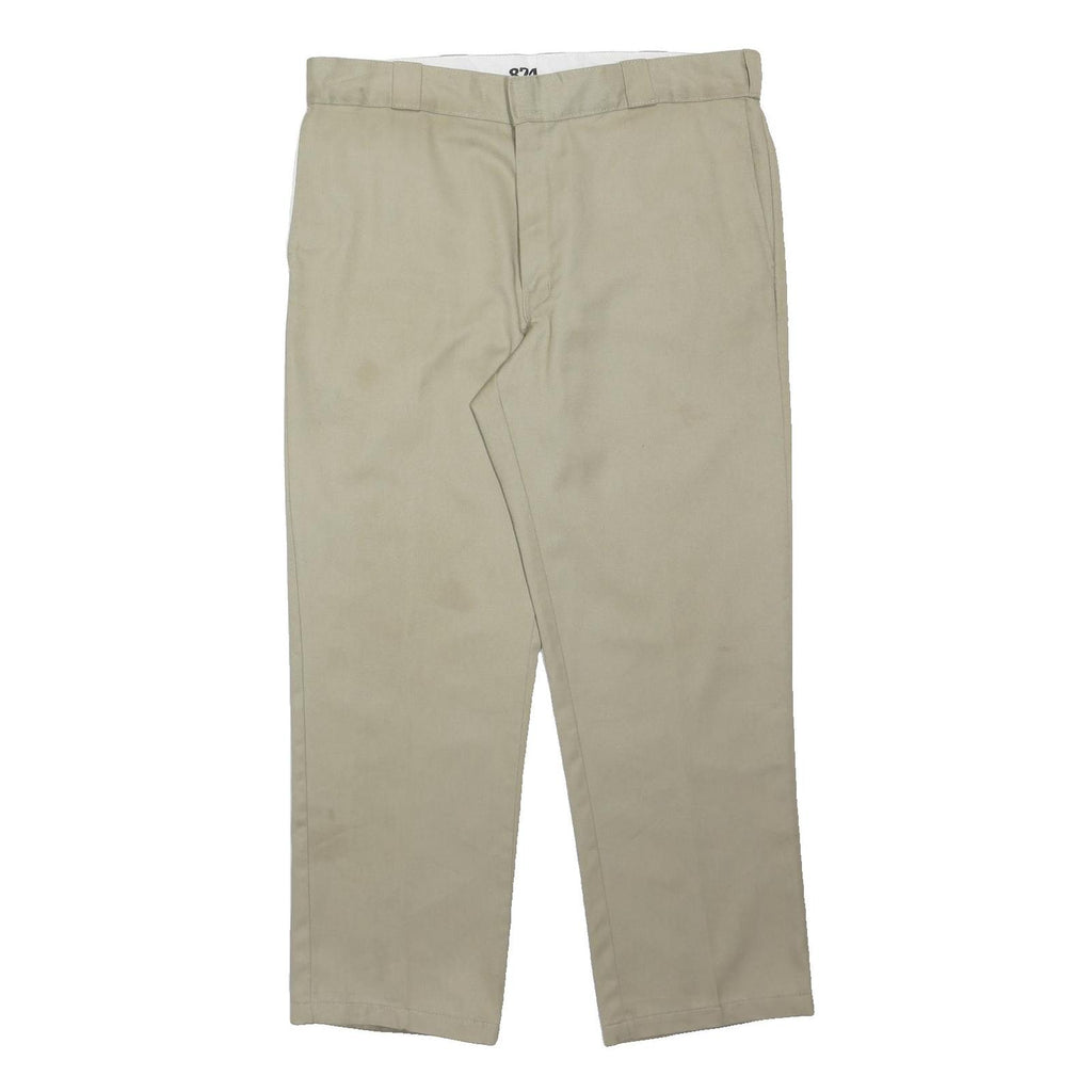 DICKIES Mens Regular Fit Beige Polyester Blend Straight Leg Trousers W38 L29