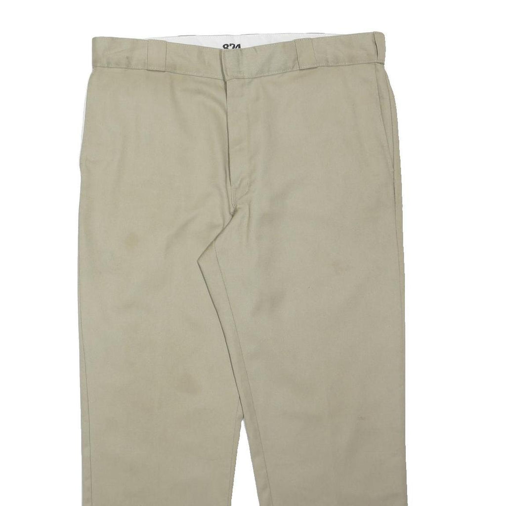 DICKIES Mens Regular Fit Beige Polyester Blend Straight Leg Trousers W38 L29