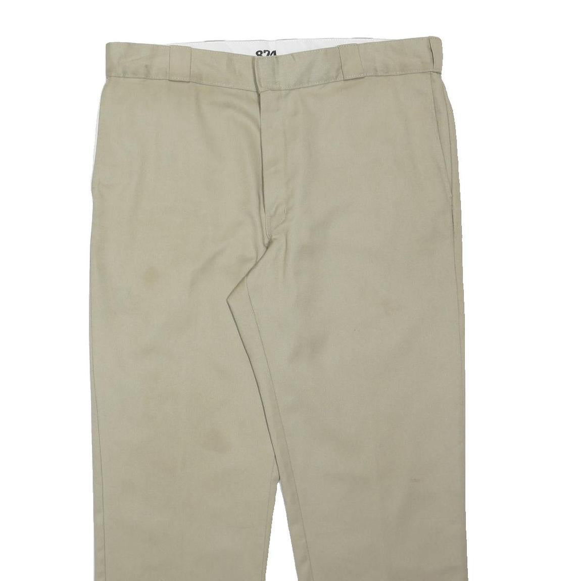 DICKIES Mens Regular Fit Beige Polyester Blend Straight Leg Trousers W38 L29