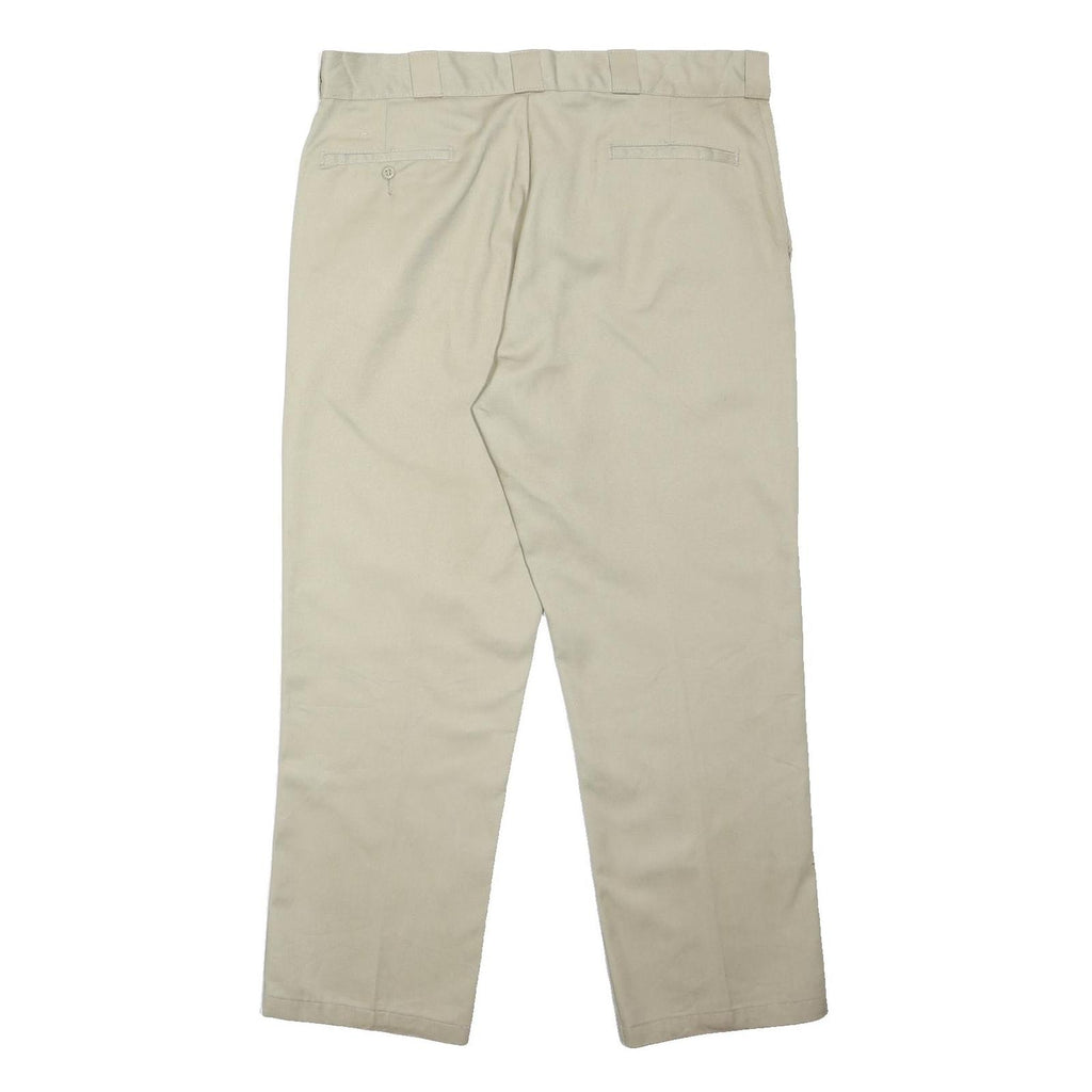 DICKIES Mens Regular Fit Beige Polyester Blend Straight Leg Trousers W38 L29