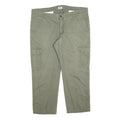 TOM RAMSEY Mens Cotton Blend Green Regular Cargo Trousers W42 L30 Casual Zip Fly