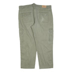 TOM RAMSEY Mens Cotton Blend Green Regular Cargo Trousers W42 L30 Casual Zip Fly