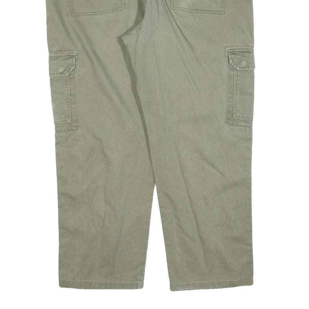 TOM RAMSEY Mens Cotton Blend Green Regular Cargo Trousers W42 L30 Casual Zip Fly