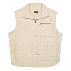 SDS Mens Cream Cotton Waistcoat XL Woven Zip Pocket Utility Outdoor