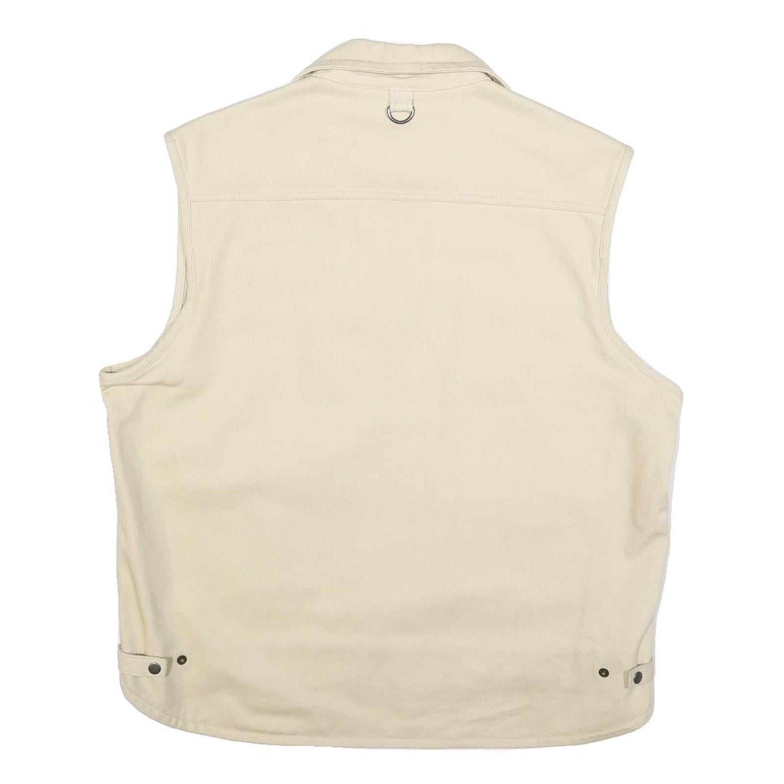 SDS Mens Cream Cotton Waistcoat XL Woven Zip Pocket Utility Outdoor