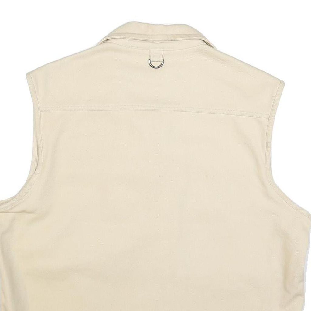 SDS Mens Cream Cotton Waistcoat XL Woven Zip Pocket Utility Outdoor