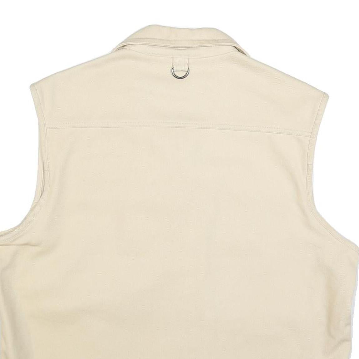 SDS Mens Cream Cotton Waistcoat XL Woven Zip Pocket Utility Outdoor