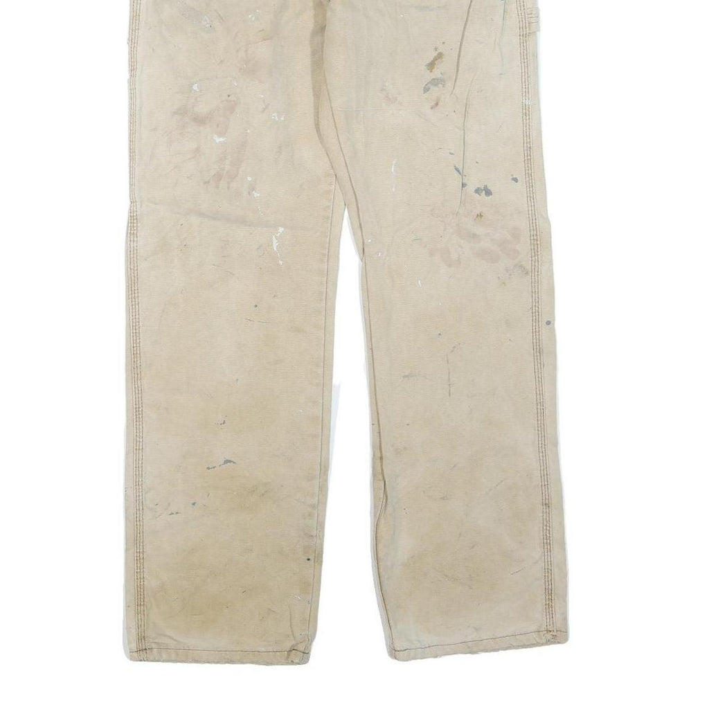 DICKIES Mens Regular Fit Beige Cotton Blend Trousers W32 L32 Workwear Zip