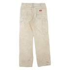 DICKIES Mens Regular Fit Beige Cotton Blend Trousers W32 L32 Workwear Zip