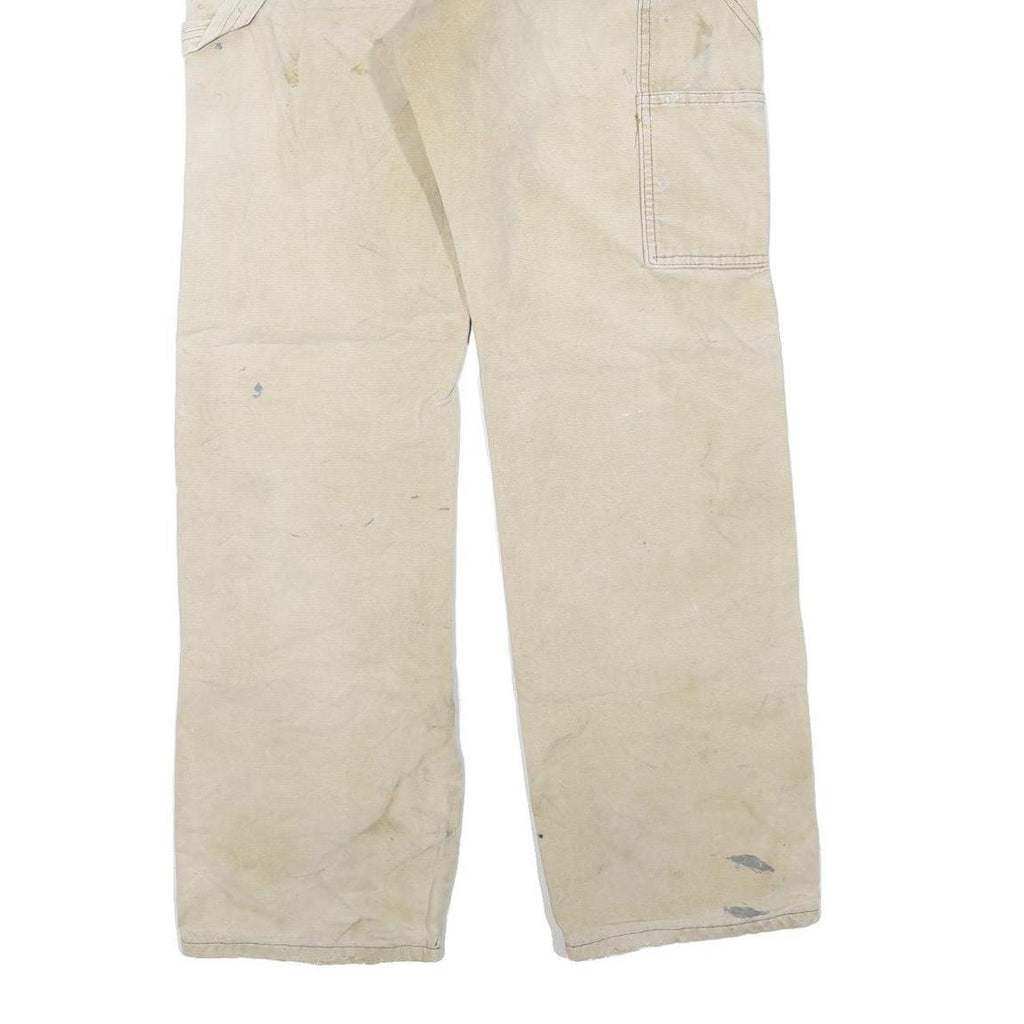 DICKIES Mens Regular Fit Beige Cotton Blend Trousers W32 L32 Workwear Zip